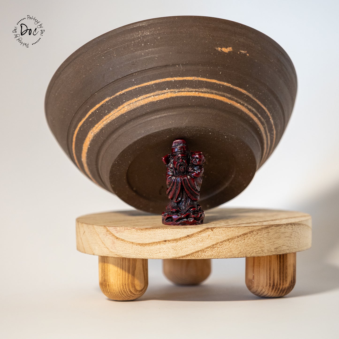 Black and red unglazed marbled bowl, handmade, wheelthrown, food safe