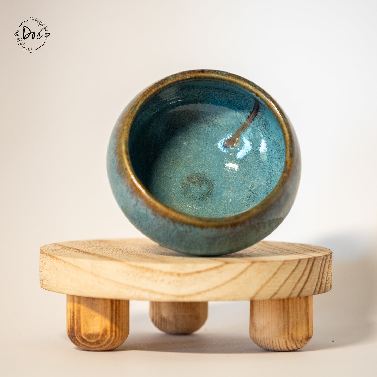 Amazing little blue bowl with brown highlights, handmade, wheel thrown, food safe, functional