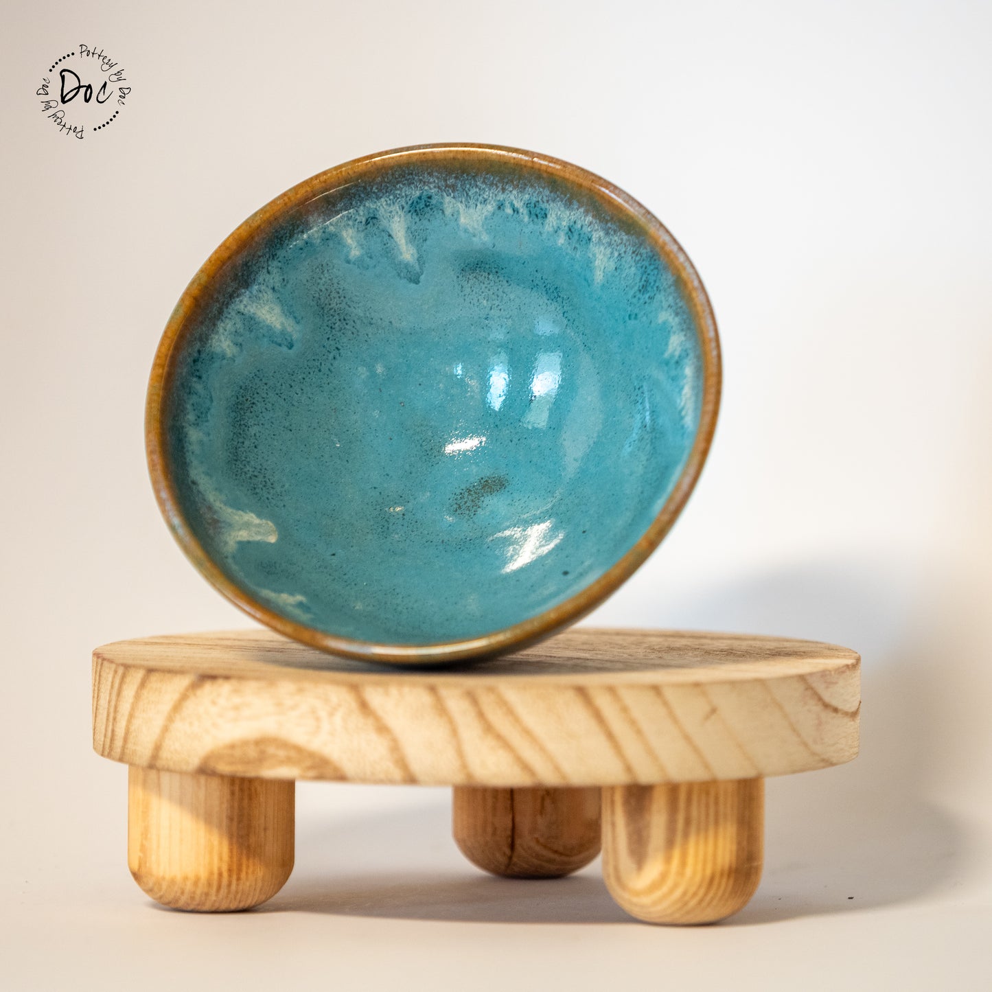 Sweet little snack/pinch blue bowl with brown highlights, handmade, wheel thrown, food safe, functional (Copy)