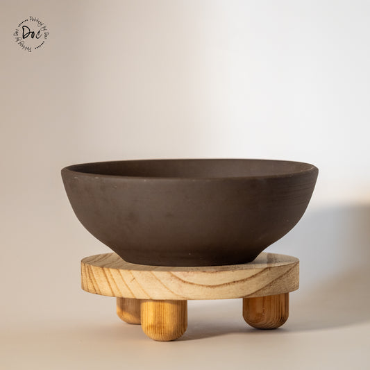 Unglazed black stoneware bowl, handmade, food safe, functional