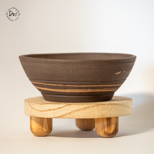 Black and red unglazed marbled bowl, handmade, wheelthrown, food safe