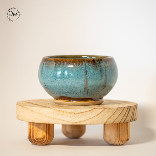 Amazing little blue bowl with brown highlights, handmade, wheel thrown, food safe, functional