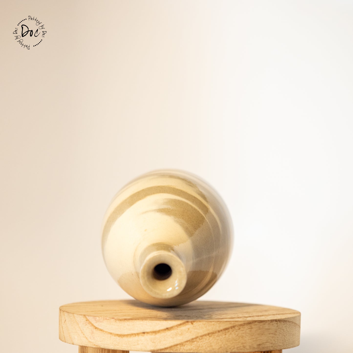 Marbled bud vase in buff and toffee clay, glazed, handmade, wheel thrown, functional